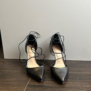 Chic Black Lace-Up Heels